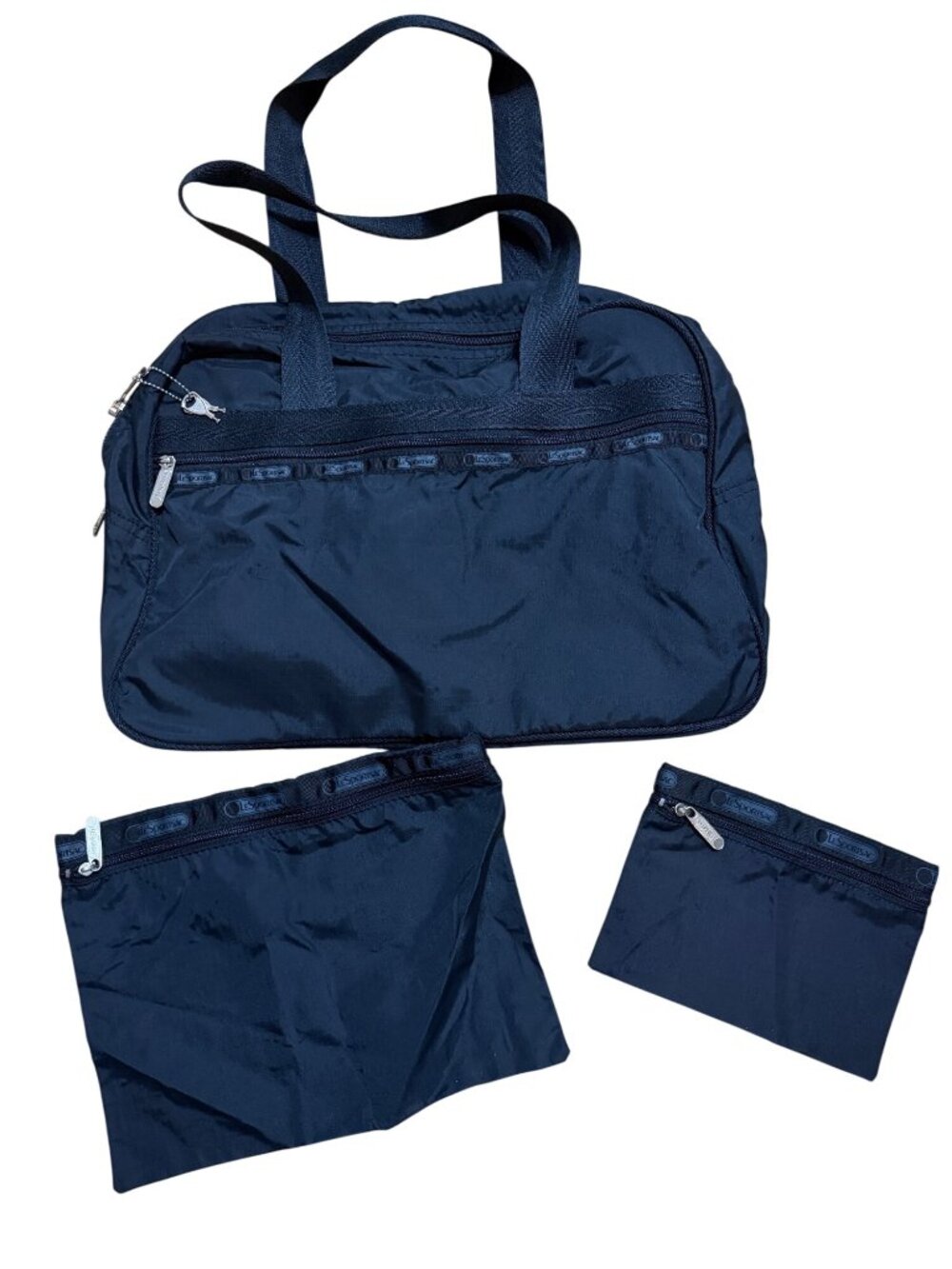 LeSportsac Navy Travel Tote Bag With Pouches Nylon Lightweight